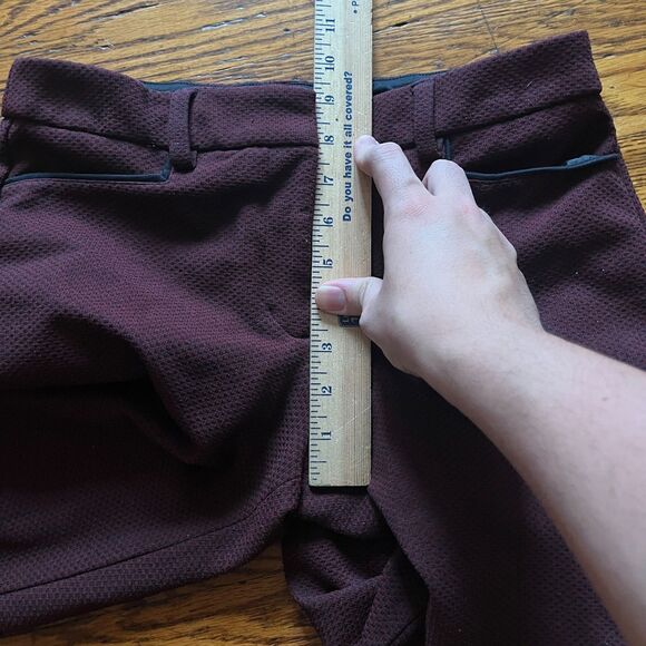 Express Columnist Flared Trousers Womens 4S Maroon Textured Office Pants Career - Picture 8 of 11